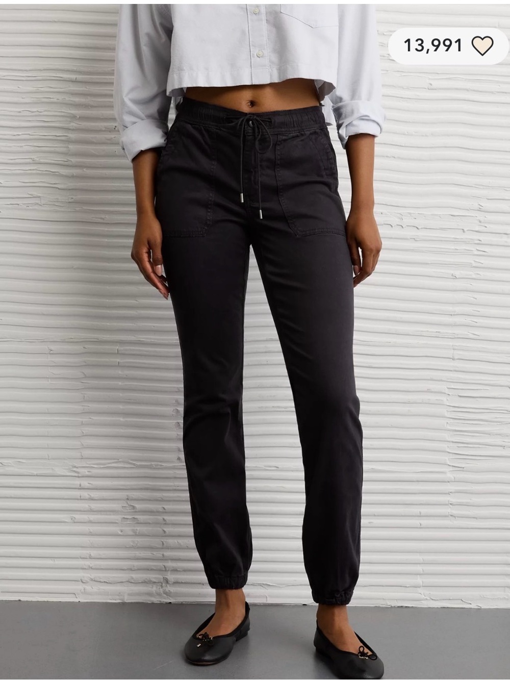 American Eagle charcoal/Black Drawstring Jogger/jegging Pants